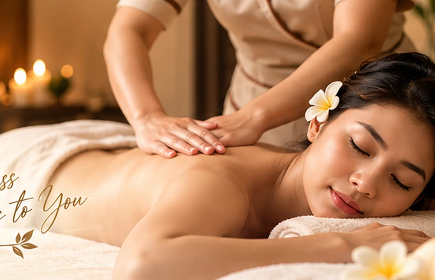 Relaxing professional back massage in a warm spa-inspired setting